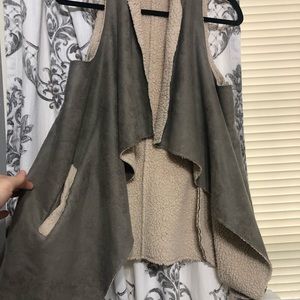 Greige Faux Sherpa Vest
